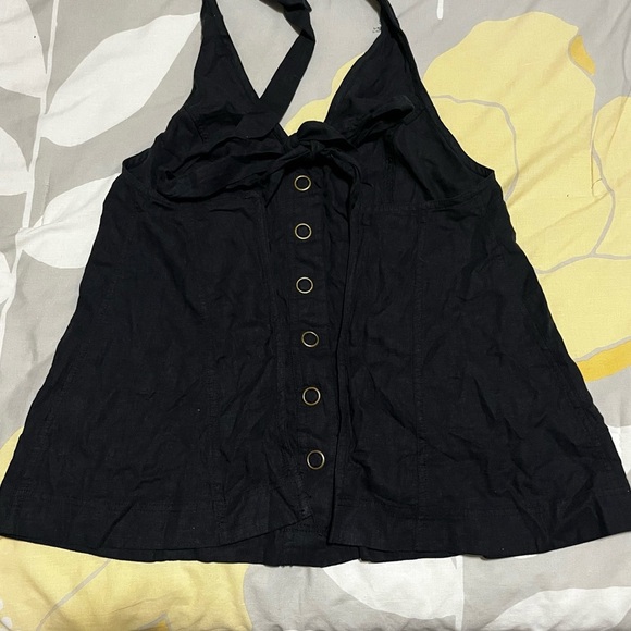 Free People Black Scout Linen Halter Top NWT Size XS - Picture 4 of 9
